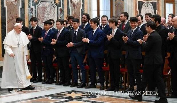 El Papa, con los seminaristas de Madrid.