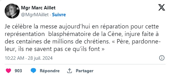 Marc Aillet valora en Twitter X la blasfemia de los Juegos Olímpicos