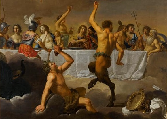 Festín de los dioses de Van Bijlert, de 1635, inspirado en la Última Cena pero en clave satírica y anticristiana