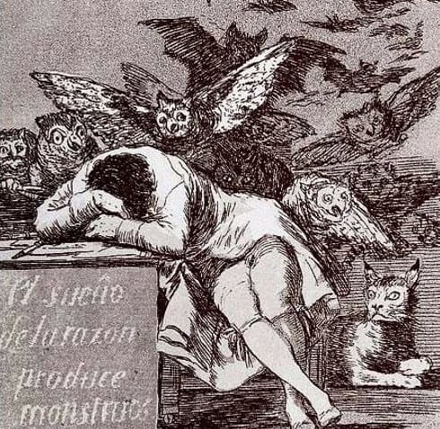 El sueño de la razón produce monstruos, famoso grabado de Francisco de Goya