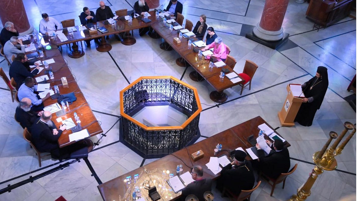 Reunión en mayo de 2024 de los teólogos luteranos y greco-ortodoxos en el Monasterio de San Jorge en la ciudad antigua de El Cairo para hablar del Filioque - foto George Adib