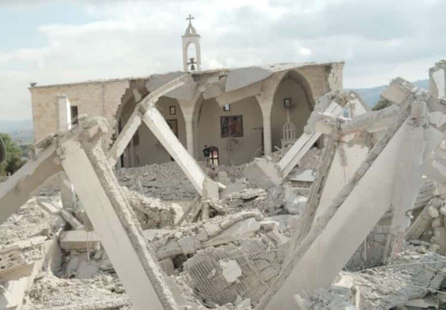 La iglesia de la Eparquía greco-católica melquita bombardeada en Tiro. 