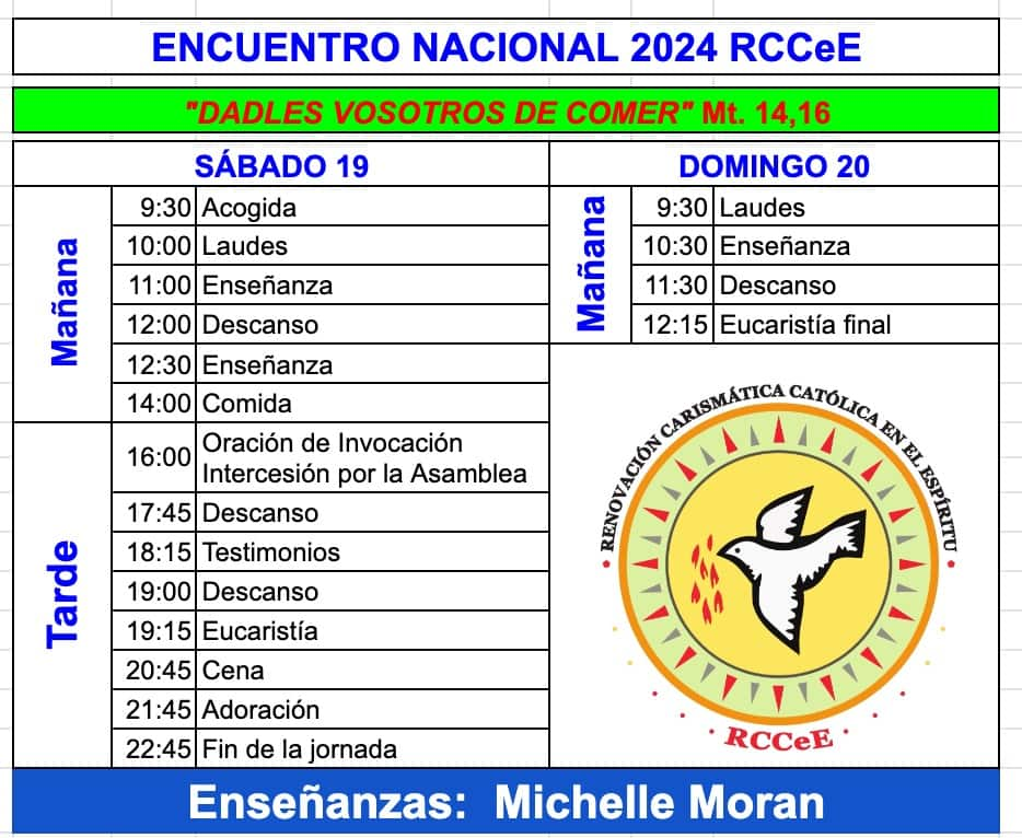 Horario Encuentro-Nacional Renovación Carismática en el Espíritu España 2024