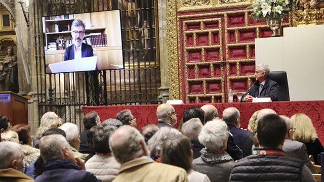 Un momento de la ponencia de Fabrice Hadjadj. Foto: Arzobispado de Sevilla.