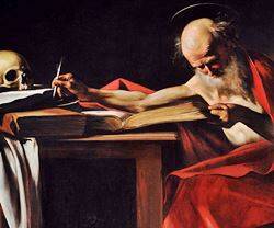 'San Jerónimo escribiendo' (1605) , de Caravaggio. Galería Borghese de Roma.