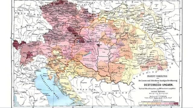 Mapa del Imperio Austro-Húngaro.