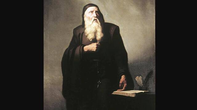 Ramon Llull (Raimundo Lulio), 1232-1316, visto por el pintor mallorquín Ricardo Anckerman Riera (1842-1907).