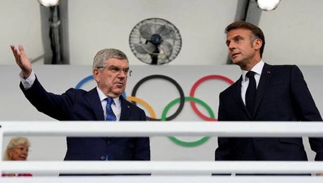 Thomas Bach (COI) y Emmanuel Macron