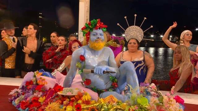 Representación blasfema de la Última Cena de Leonardo durante la inauguración de las Olimpiadas.