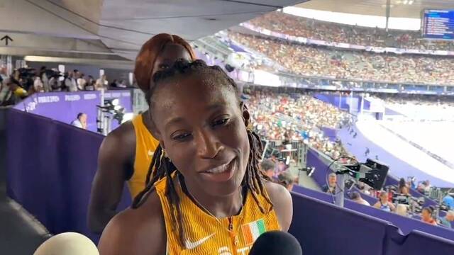 Marie José habla a los medios a la conclusión de su primera carrera en los Juegos. Foto: captura RTI.