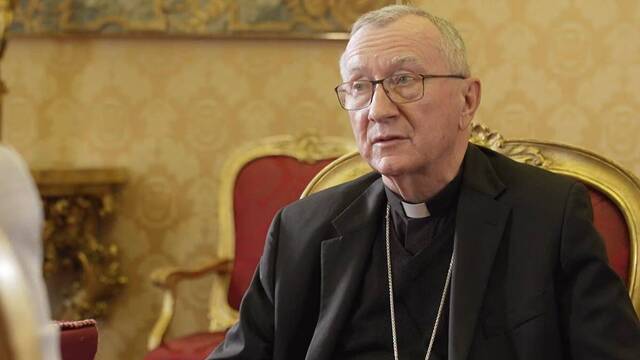 El cardenal Pietro Parolin, secretario de Estado vaticano y firmante del acuerdo secreto de la Santa Sede con el gobierno de Pekín. Foto: Captura RAI.