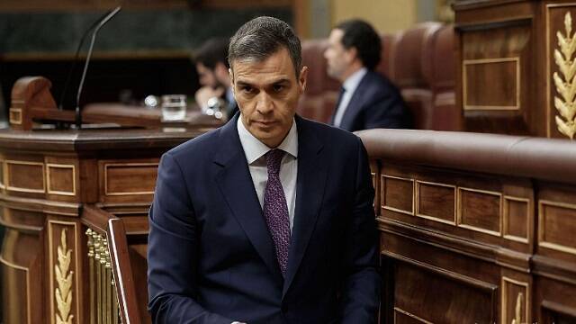 El presidente español, Pedro Sánchez, en el Congreso de los Diputados