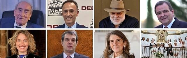 De izquierda a derecha y de arriba abajo: Alfonso López Quintás, Luis Ventoso, José Luis López-Linares, Juan Antonio Perteguer, Alejandra Salinas, José Manuel Díez Quintanilla, Emma de León y la Madre Belén rodeada de religosas del Cottolengo del Padre Alegre.