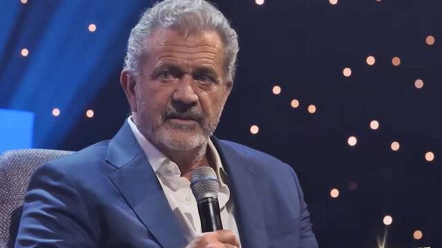 Mel Gibson, durante una reciente entrevista ante un auditorio en Londres. Foto: captura Inspire Me Podcast.