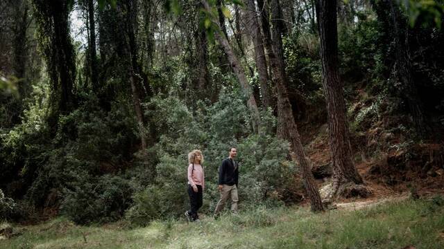 Una pareja en el Camino de Levante de Caravaca. 