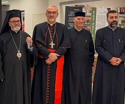 El cardenal Pizzaballa con otros líderes cristianos reunidos en la Universidad de Haifa en diciembre de 2024