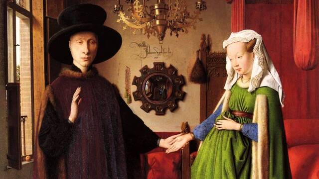  'El matrimonio Arnolfini' de Jan van Eyck (1434), National Gallery de Londres.